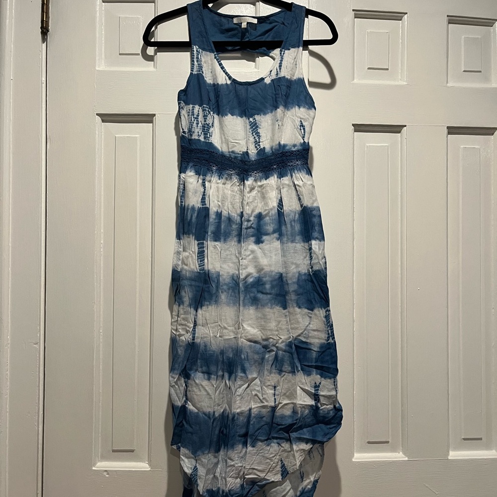 Tie dyed high-low open back dress
